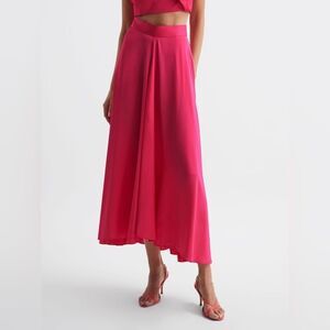 Reiss Ruby Occasional Satin A-Line Cocktail Barbiecore Maxi Skirt Pink 8 NWT